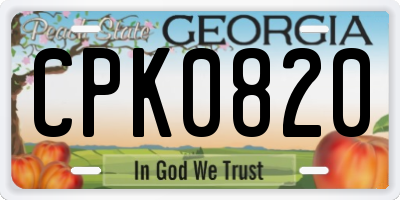 GA license plate CPK0820