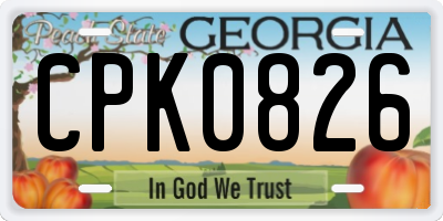 GA license plate CPK0826