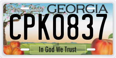 GA license plate CPK0837