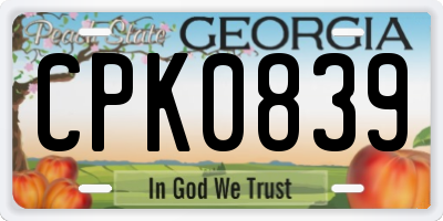 GA license plate CPK0839