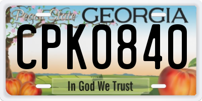 GA license plate CPK0840