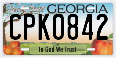 GA license plate CPK0842