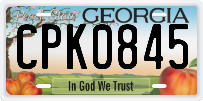 GA license plate CPK0845