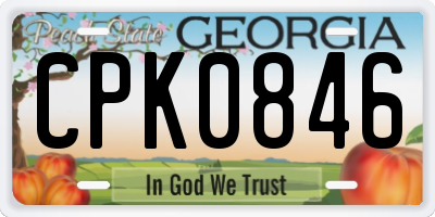 GA license plate CPK0846