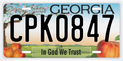 GA license plate CPK0847