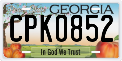 GA license plate CPK0852