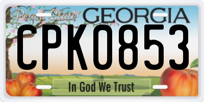 GA license plate CPK0853