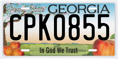 GA license plate CPK0855