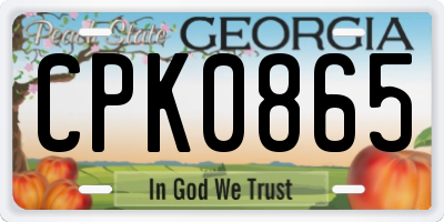 GA license plate CPK0865