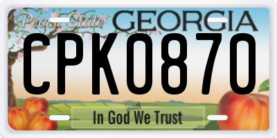 GA license plate CPK0870