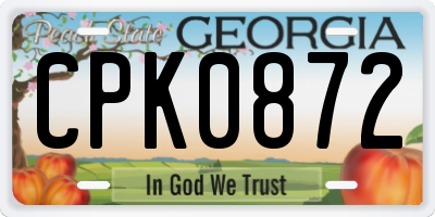 GA license plate CPK0872