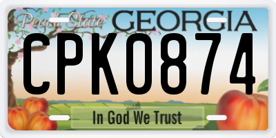 GA license plate CPK0874
