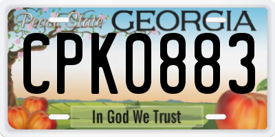 GA license plate CPK0883