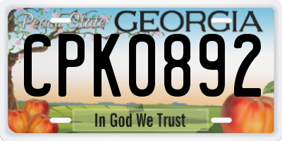 GA license plate CPK0892