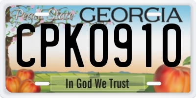 GA license plate CPK0910