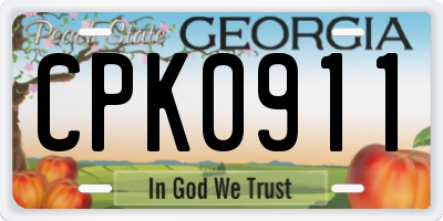 GA license plate CPK0911