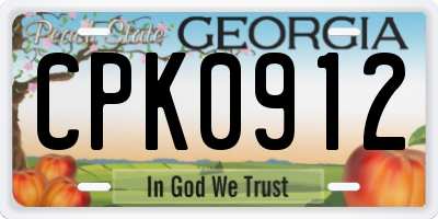GA license plate CPK0912