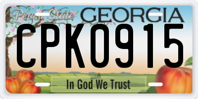 GA license plate CPK0915