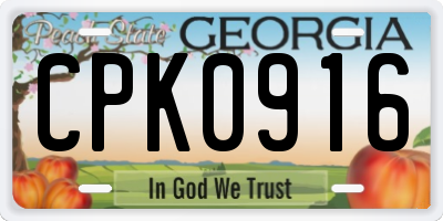 GA license plate CPK0916