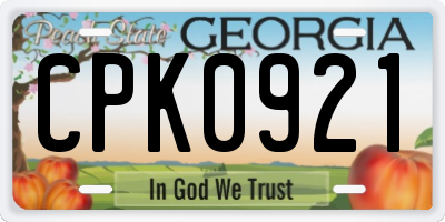 GA license plate CPK0921