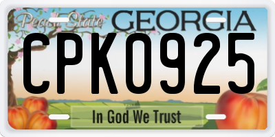 GA license plate CPK0925