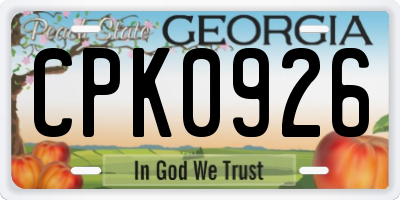 GA license plate CPK0926