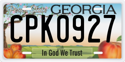 GA license plate CPK0927