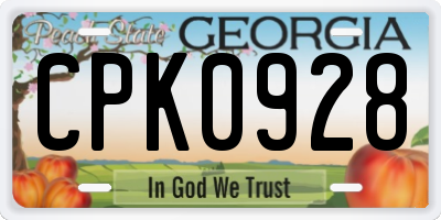 GA license plate CPK0928
