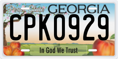 GA license plate CPK0929