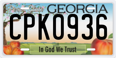 GA license plate CPK0936