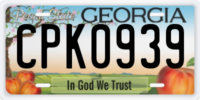 GA license plate CPK0939