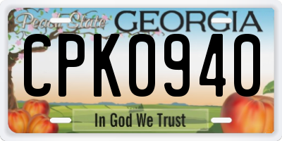 GA license plate CPK0940
