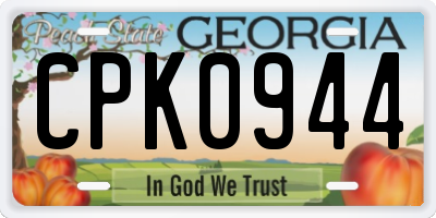 GA license plate CPK0944