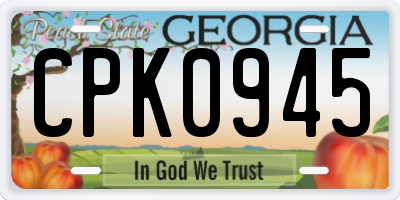 GA license plate CPK0945