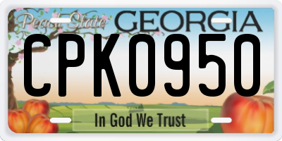 GA license plate CPK0950