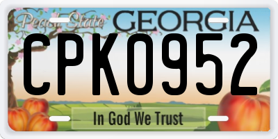 GA license plate CPK0952