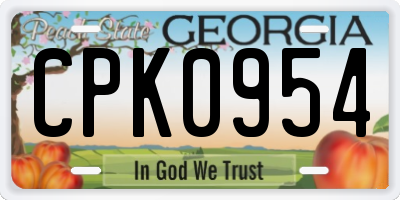 GA license plate CPK0954