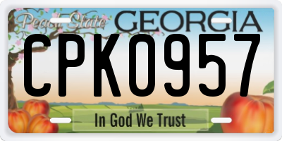 GA license plate CPK0957