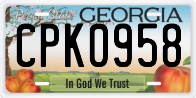 GA license plate CPK0958