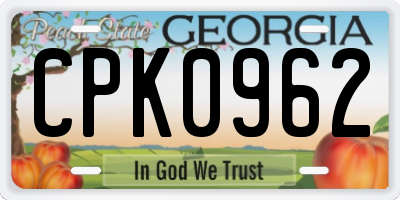 GA license plate CPK0962