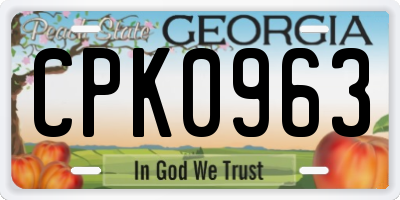 GA license plate CPK0963