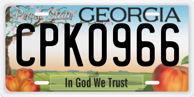 GA license plate CPK0966