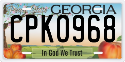 GA license plate CPK0968