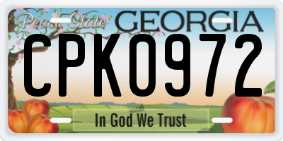 GA license plate CPK0972