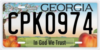 GA license plate CPK0974