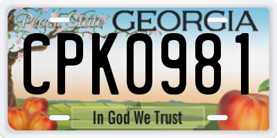 GA license plate CPK0981