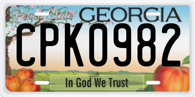 GA license plate CPK0982