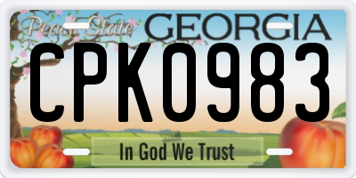 GA license plate CPK0983