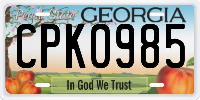 GA license plate CPK0985