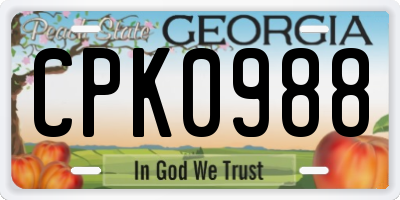 GA license plate CPK0988